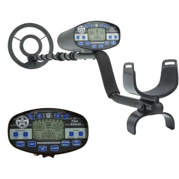 Bounty Hunter Time Ranger Metal Detector for Adults – Waterproof Coil, LCD Display, 4 Modes, Pinpoint, Target ID, Ground Balance – Detects Gold, Coins & Relics – Made in USA