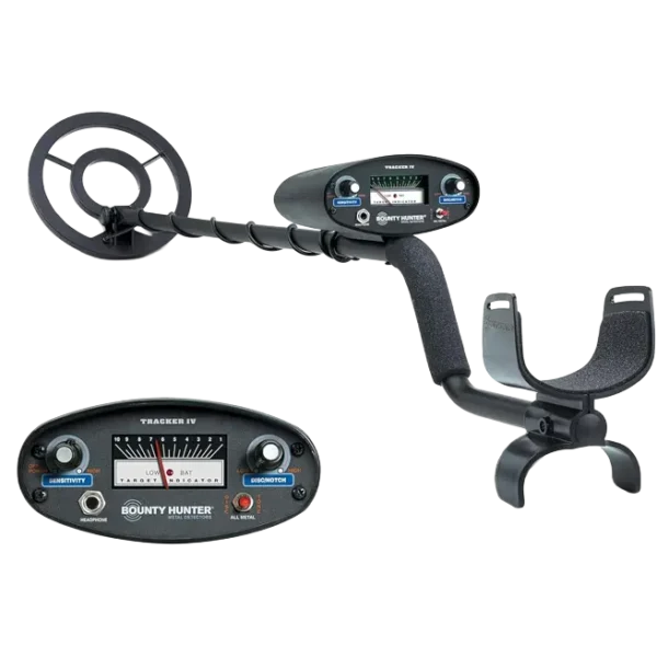 Bounty Hunter TK4 Tracker IV Metal Detector – All-Terrain Gold, Silver, Coin & Relic Finder with 8" Waterproof Coil, 3 Detection Modes – for Adults & Kids – Made in USA