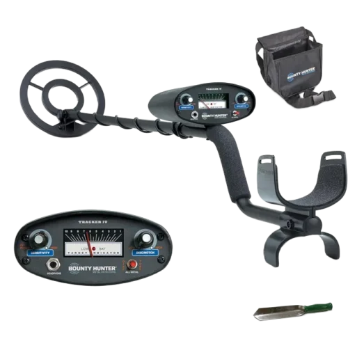 Bounty Hunter Tracker IV Metal Detector for Adults & Kids – Gold & Silver Finder with Waterproof 8" Coil, 3 Detection Modes, Easy to Use, Lightweight, Includes Digger & Pouch – Made in USA